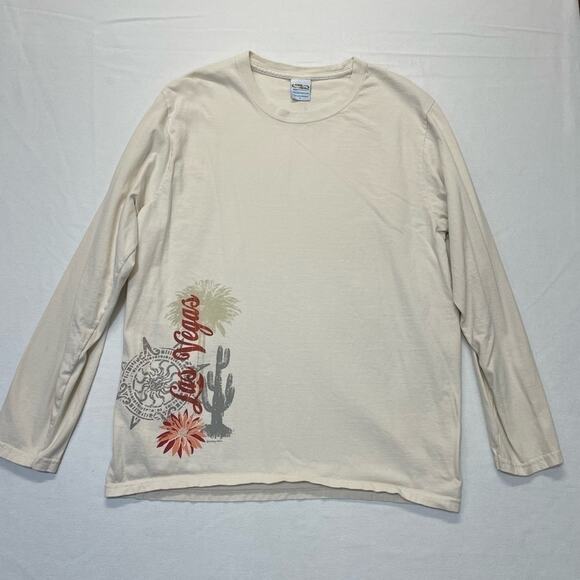 Las Vegas T-shirt long sleeve cream off white graphic tee size large - Picture 7 of 7
